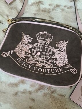 Juicy Couture Pink-Trim Brown Crossbody Bag